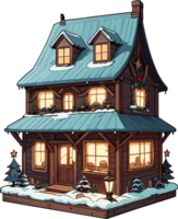 ai gegenereerd Kerstmis huis illustratie sticker png