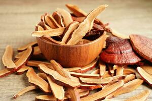 seco shiitake champiñón, orgánico naturaleza sano alimento. foto