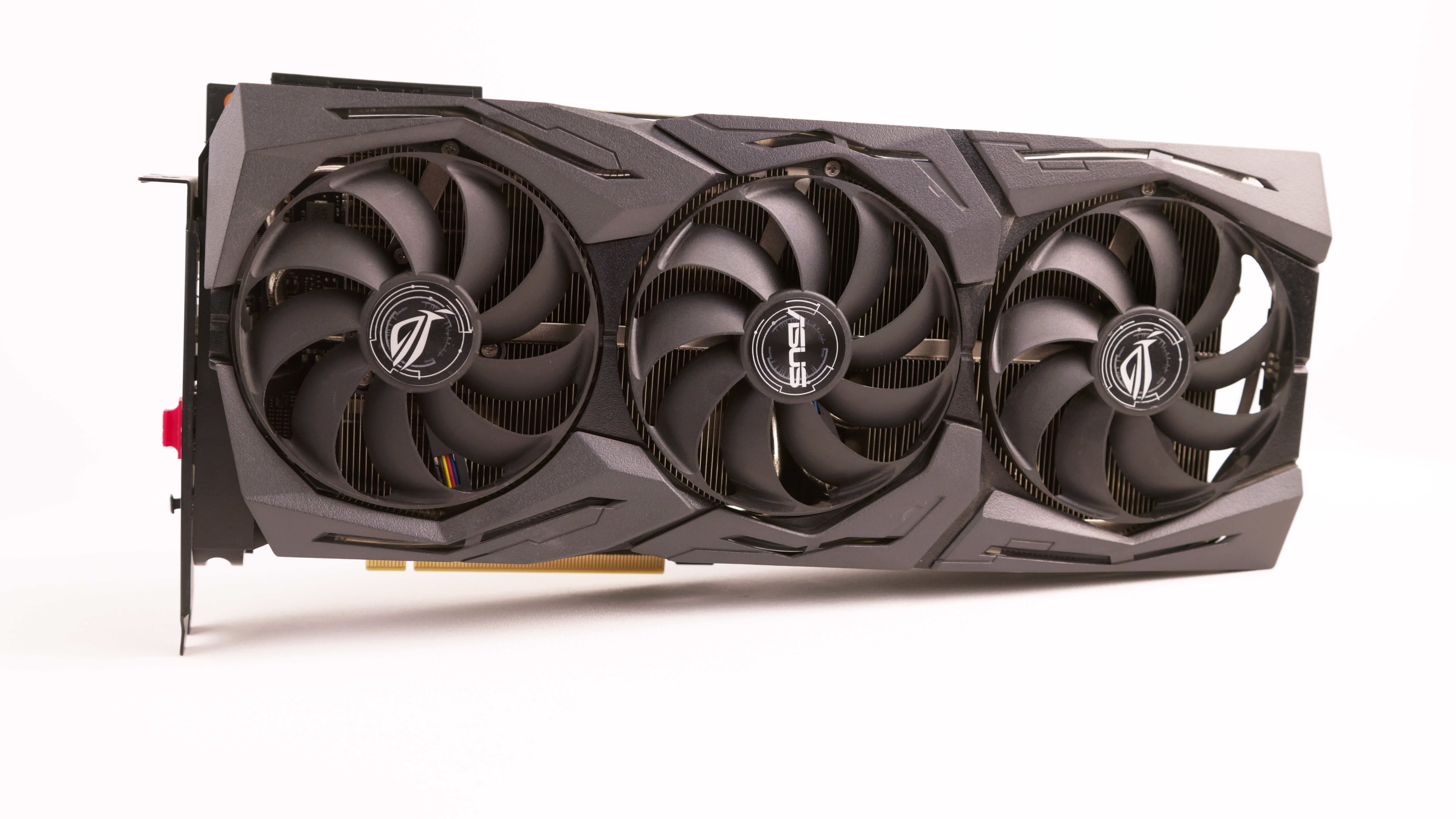 big black contemporary gaming graphics card on white background