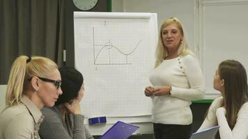 Mature businesswoman leading business meeting with colleagues video