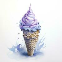 AI generated Watercolor ice cream in a waffle cone. AI Generated photo