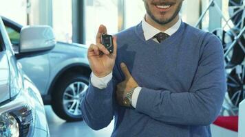 Closeup of a man's hands with car keys video