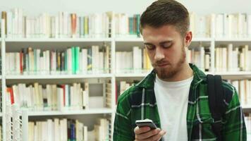 Young student calls by mobile phone video