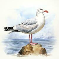 AI generated Watercolor seagull isolated on white background. AI Generated photo