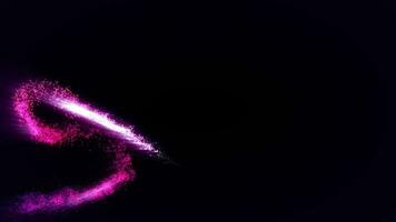 een roze rook spoor is getoond Aan een zwart achtergrond video