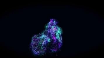 lila Partikel im Flüssigkeit mit Bokeh Wirkung. animiert Hintergrund. das Energie ist leuchtend video