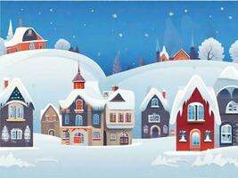 AI Generated  winter town background landscape illustration photo