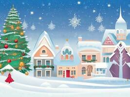 AI Generated  winter town background landscape illustration photo