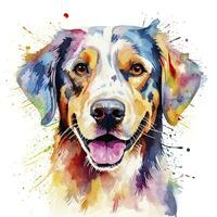 AI generated Watercolor dog clip art on white background. AI Generated photo