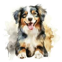 AI generated Watercolor dog clip art on white background. AI Generated photo