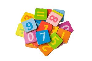 Math number colorful on white background with clipping path, education study mathematics learning teach concept. photo