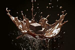 AI generated splash of chocolate or Cocoa. Generative AI photo