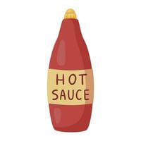 Vector illustration of a bottle of hot mexican sauce or ketchup.