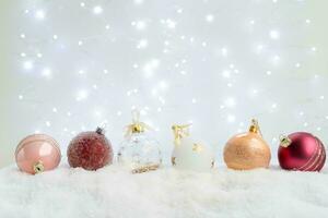 Beautiful Christmas Background, balls and glitter, Awesome decoration photo