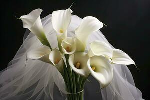 ai generado blanco Boda naturaleza lirio belleza florecer planta flor flora calla. ai generado foto
