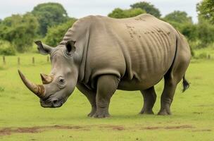 ai generado sur africano rinoceronte pasto. ai generado foto