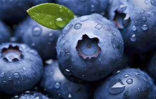 AI generated Wet Blueberry fruit. AI Generated photo