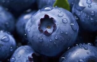 AI generated Wet Blueberry fruit. AI Generated photo