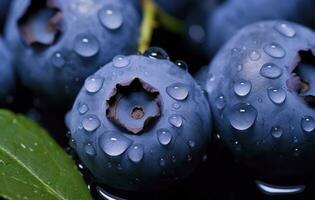 AI generated Wet Blueberry fruit. AI Generated photo