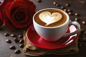 AI generated Valentine's Day Coffee. AI Generated photo