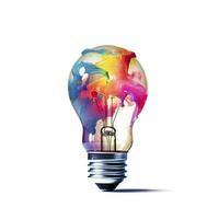 AI generated Unique Creative idea concept with lightbulb made out of paint. AI Generated photo