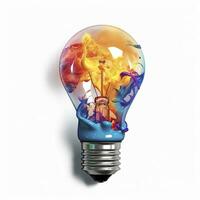 AI generated Unique Creative idea concept with lightbulb made out of paint. AI Generated photo