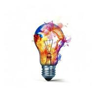 AI generated Unique Creative idea concept with lightbulb made out of paint. AI Generated photo