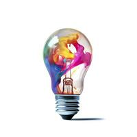 AI generated Unique Creative idea concept with lightbulb made out of paint. AI Generated photo