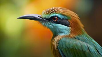 AI generated Turquoise Browed Motmot in vibrant colors. Generative AI photo