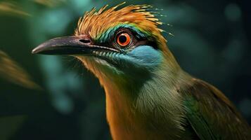 AI generated Turquoise Browed Motmot in vibrant colors. Generative AI photo