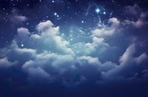 AI generated Space of night sky with clouds and stars. Generative AI photo