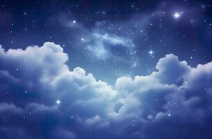 AI generated Space of night sky with clouds and stars. Generative AI photo