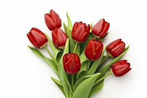 AI generated Red tulips isolated on white background. AI Generated photo