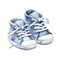 AI generated Watercolor newborn small shoes isolated white background. AI Generated photo