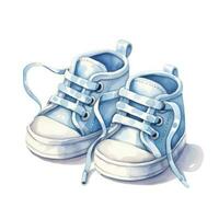 AI generated Watercolor newborn small shoes isolated white background. AI Generated photo