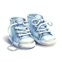 AI generated Watercolor newborn small shoes isolated white background. AI Generated photo