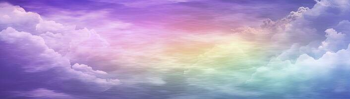 AI generated Rainbow sky with fluffy clouds. Multicolored toned sky. AI Generated. photo