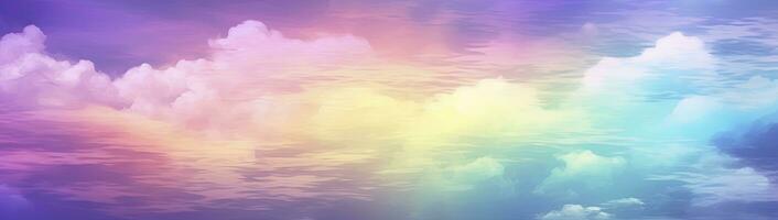 AI generated Rainbow sky with fluffy clouds. Multicolored toned sky. AI Generated. photo