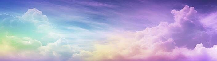 AI generated Rainbow sky with fluffy clouds. Multicolored toned sky. AI Generated. photo