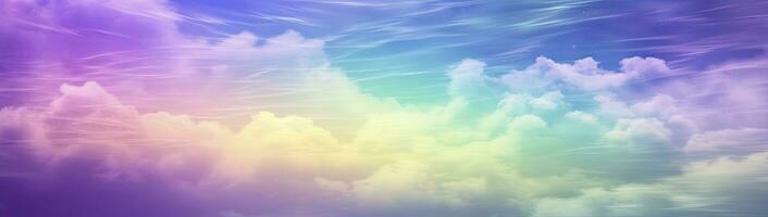 AI generated Rainbow sky with fluffy clouds. Multicolored toned sky. AI Generated. photo