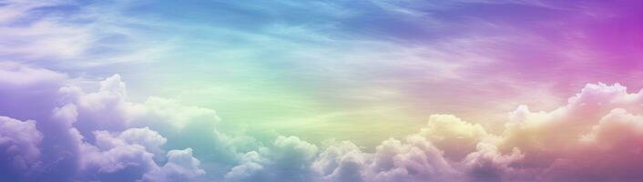 AI generated Rainbow sky with fluffy clouds. Multicolored toned sky. AI Generated. photo