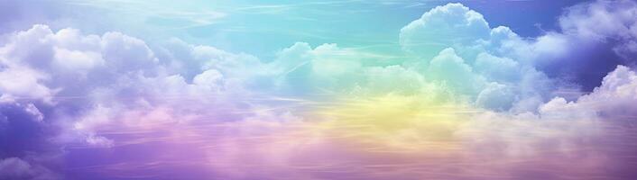 AI generated Rainbow sky with fluffy clouds. Multicolored toned sky. AI Generated. photo