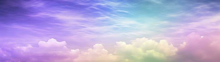 AI generated Rainbow sky with fluffy clouds. Multicolored toned sky. AI Generated. photo