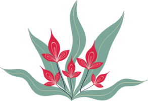 elegante floral arreglo en asiático estilo. linda dibujos animados ilustración de flor png
