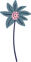 Elegant blue flower in Asian style. Cute cartoon illustration of flower png