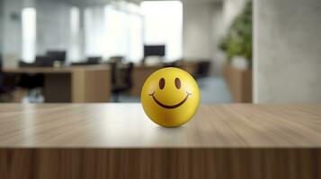 AI generated A Yellow Smiling Ball Can Promote a Positive Work Environment. Generative AI photo