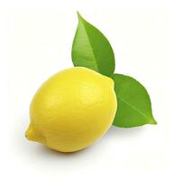 AI generated Lemon with leaf isolated on white background. AI Generated photo