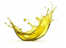 AI generated Olive or engine oil splash, cosmetic serum liquid isolated on white background. Generative AI photo