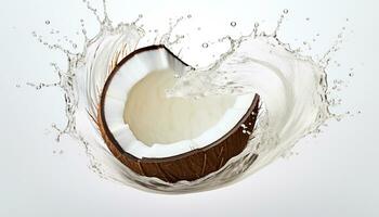 AI generated Coconut milk splash swirl realistic photo
