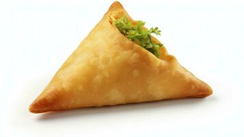 AI generated Tasty samosa isolated on white background.  AI Generated. photo